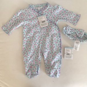 NWT kissy kissy newborn footie and headband